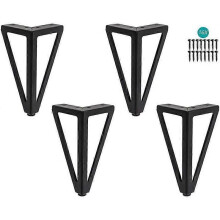 Pieds de meuble en métal, 15 cm, noirs, pour table TV, table basse, meuble, 4 pièces