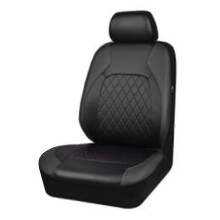 (A) Funda de asiento para coche de piel sintética negra, juego completo, buen ajuste para coches, camiones,