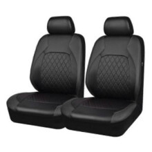 (B) Funda de asiento para coche de piel sintética negra, juego completo, buen ajuste para coches, camiones,
