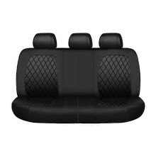 (C) Funda de asiento para coche, de piel sintética, color negro, juego completo, ideal para coches,