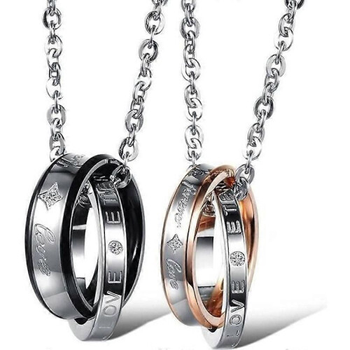 Collana con ciondolo dell'amicizia e ciondolo d'amore per uomo e donna - 2 catene da 45 cm e 55 cm -
