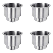 Lot de 4 porte-gobelets encastrés en acier inoxydable avec vidage pour bateau, camping-car, voiture,