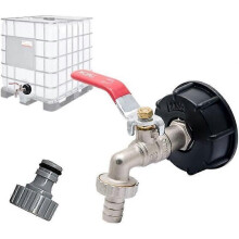Raccord de robinet IBC S60X6 en laiton chromé pour adaptateur de réservoir avec raccord de tuyau de