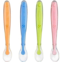Cuchara suave para bebés de 4 meses, juego de 4 cubiertos de silicona para destete de ChaoHuiFeng
