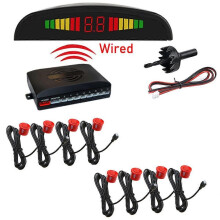 Radar de stationnement universel Parktronic (rouge) avec 4 ou 8 capteurs, écran LED, système de détection
