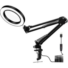 Lupe mit LED-Licht, 5-fache Vergrößerung, 3 Dimmmodi, einstellbare Helligkeit, Schreibtischlampe, Leselampe