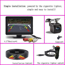 (4,3 pouces ajouter caméra 12 V) Installation facile Moniteur LCD de voiture 4,3/5 pouces Caméra de