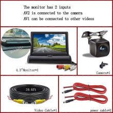 (4,3 pouces ajouter caméra 12 V) Installation facile Moniteur LCD de voiture 4,3/5 pouces Caméra de