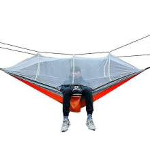 Hamaca ligera con mosquitera para dos personas, fácil de instalar, color naranja, 260 x 140 cm, con
