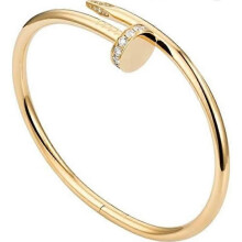 Bracciale rigido da donna con chiodo in acciaio inossidabile color oro e argento, diametro 6 cm