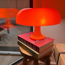 (Spina USB arancione) Lampada da tavolo a forma di fungo a LED per camera da letto dell'hotel, comodino,
