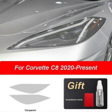 (Corvette C8 2020- T) 2 pièces Film de protection pour phares de voiture Vinyle Transparent Noir TPU