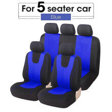 (5 asientos-Azul) Fundas de asiento de automóvil de tela de poliéster de ajuste universal, se adaptan