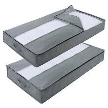 Sac de rangement sous le lit - 2 pièces - Gris - Sac souple pour organisateur de placard - Pliable -