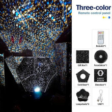(Tricolor) LED Stern Projektor Lampe Kinder Schlafzimmer Galaxy Nachtlicht Baby Lampe Dekor Rotierenden