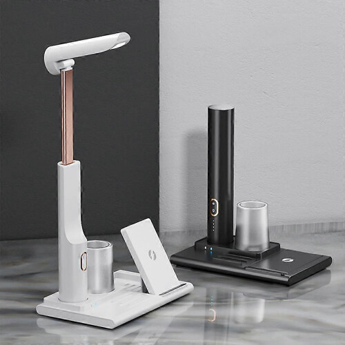 (BlackUSB Cable)LED Table Lamp Eye Protection 15W QI Wireless Charging Foldable Desk Lamp Touch Control 1