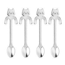 Juego de cucharas de café de postre originales con forma de gato