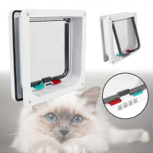 Puerta para gatos blanca de gran tamaño (L 25 cm x 235 cm) Pet Mate con cierre de cuatro vías para perros