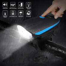 Éclairage de vélo à chargement USB - Noir - À voir - Étanchéité IP44 - Klaxon 120 dB