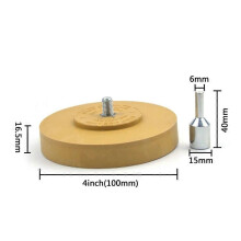 (100 mm) Roue de gomme en caoutchouc de 4 pouces avec adaptateur de 6 mm Dissolvant d'adhésif à rayures