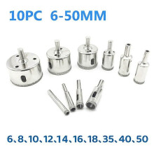 (10 pièces 6-50 mm) 10/15 pièces Ensemble de forets à carrelage diamantés pour carrelage, marbre, verre,