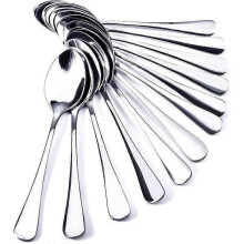 Juego de 12 cucharillas de café ovaladas pequeñas de acero inoxidable de 12 x 25 cm.