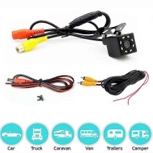 (Avec rallonge) Caméra de recul universelle pour voiture 8 LED Vision nocturne Moniteur de stationnement