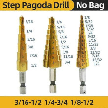 (Step drill Inch 3Pcs)3-12 4-12 4-20mm HSS Titanium Step Drill Bit Conical Stage Drill For Metal Wood