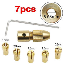 (5,05 mm) 7 pièces/ensemble mini perceuse mandrin à pince en laiton pour outil rotatif Dremel 0,5-3