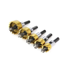 (Hole Drill Gold)16 18.5 20 25 30mm 5Pcs HSS Titanium Coated Core Drill Bit Set Wood Metal Hole Saw