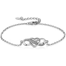 Bracelets pour femmes en argent sterling 925 véritable signe de l'infini bijoux bracelet coeur réglable