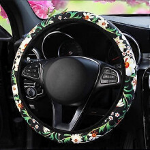 (Style 2) Housse de volant de voiture pour femme, motif fleurs, pour 37-38 cm, 14,5\