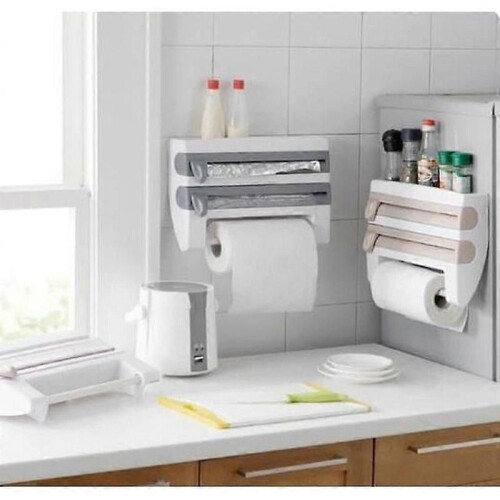 Kitchen Aluminum Foil Paper Holder Easy Cut Wall Mounted Grey 1