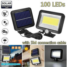 Lampe solaire d'extérieur - MINGMEI - 100 LED - Détecteur de mouvement - Étanche - Câble de 5 m