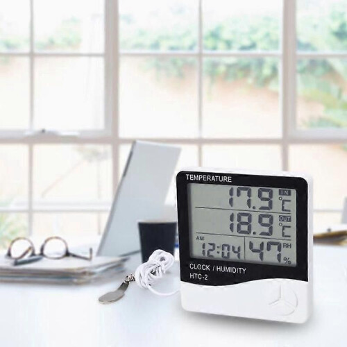 Digital LCD Indoor Thermometer Hygrometer Humidity Tester Clock Gift NF 2