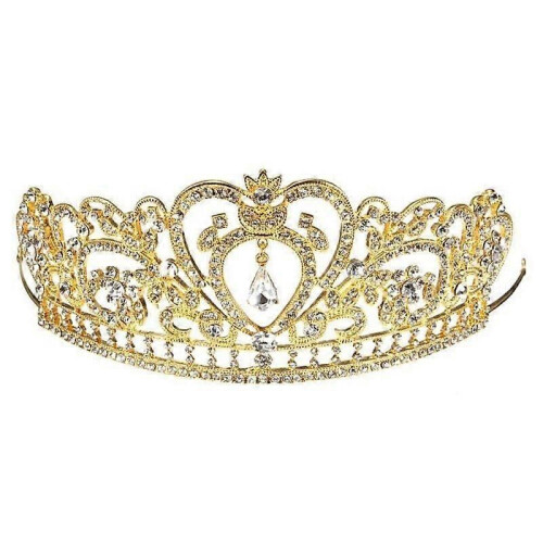 Crystal Crown Tiara Pannband Hår Smycken Bröllop Guld