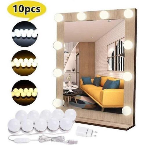 Éclairage miroir 10 LED - Éclairage miroir - 10 niveaux de luminosité - 3 couleurs