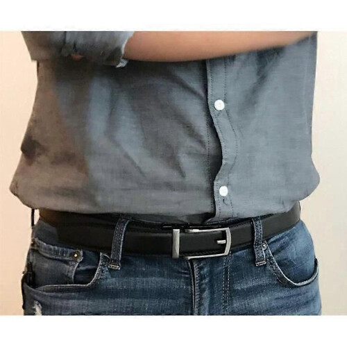Genuine Leather Belt for Men - Black - Automatic Buckle - 30 cm wide 1