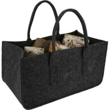 Bolsa de fieltro gris oscuro Bolsillo para chimenea Cesta de fieltro Bolsillo para chimenea Cesta para