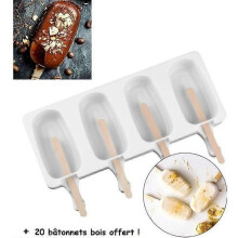 Eis-Sorbet-Form 4 Magnum Eskimos Silikon höchste Qualität BPA frei hausgemachtes Eis DIY + 20