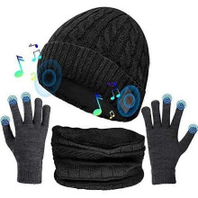 Bluetooth 5.0 Beanie Present för män Kvinnor Svart Vinterhatt Trådlös USB Stereo Inbyggd mikrofon med