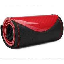 (Red Thread)DIY Steering Wheel Cover Soft Carbon + Fiber Leather Braid On The Steering-wheel Of Car