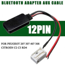 NEUFU Bluetooth Adapter AUX Ljudkabel 12PIN För Peugeot 207 307 407 308 Citroen C2 C3 RD4