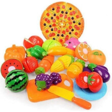 24-delige speelgoedvoedselset, kinderkeuken, speelgoedhuis, speelgoedset, pizza, fruit, groente