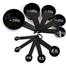 10pcs Black Measuring Spoon for Measuring Food Weight Plastic Spoon