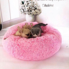 Panier rond en peluche douce pour chien et chat, coussin d'intérieur, sac de couchage chaud et apaisant