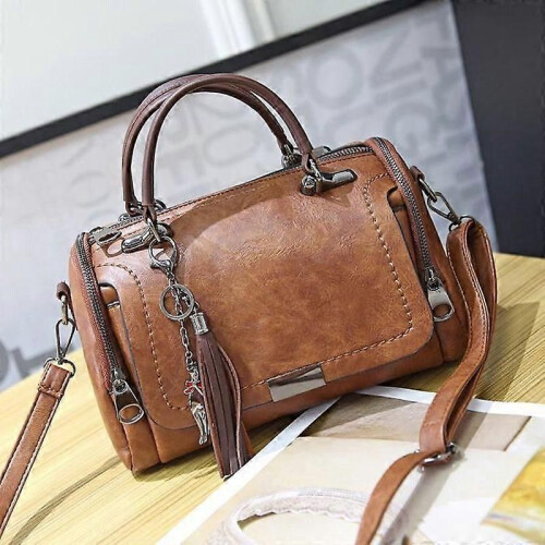Damfransad axelväska Large Capacity Handbag - Brun 2