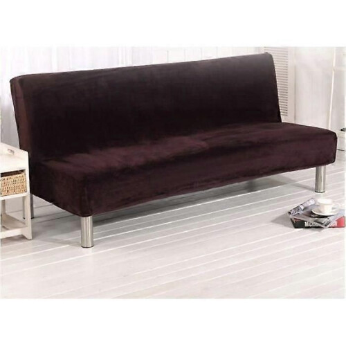 Solid Stretch Sofföverdrag Soffa Slipcover Armless sofföverdrag (Brun)