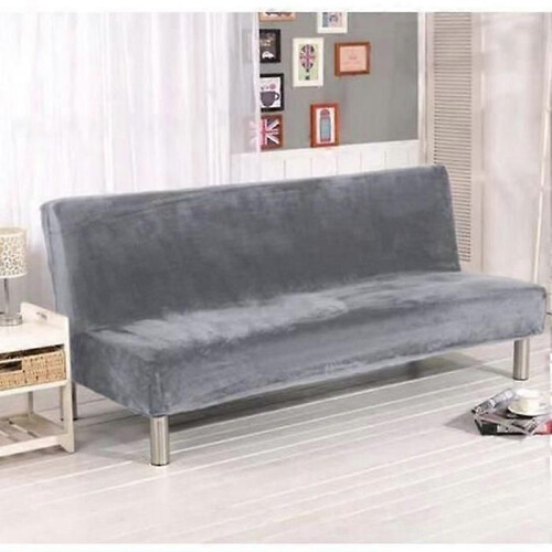 Solid Stretch Sofföverdrag Soffa Slipcover Armless sofföverdrag (grå)