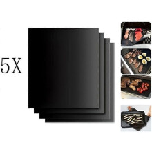 Barbecue Grillmatte Kochmatte zum Grillen oder Barbecue 40 x 33 cm 5er Set BBQ Grillmatte mit Ölpinsel